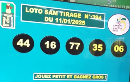 Résultats du loto SAM tirage 394